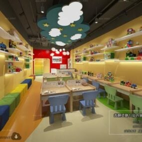 Modelo 3D da cena interior da sala de aula do jardim de infância