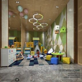 Mateřská škola hřiště prostor interiér scény 3d model