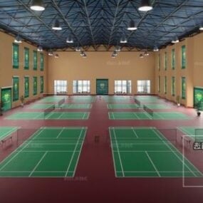 Indoor Tennis Course Interior Scene 3d model