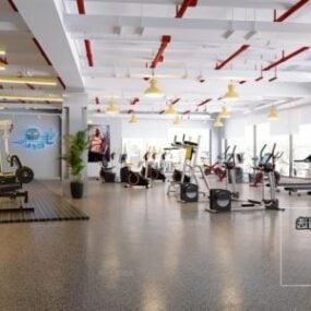 Centro de ginástica esportiva com cena interior de design moderno modelo 3D