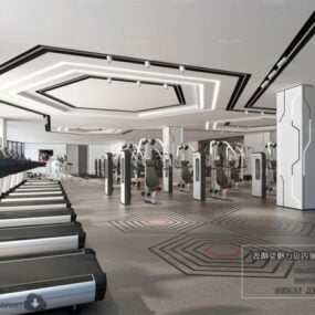 Fitness centrum Aerobic Gym Interior Scene 3D model