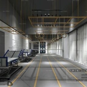 Hospital Lobby With Beds Interior Scene 3d model
