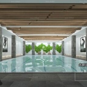 इनडोर स्विमिंग पूल आंतरिक दृश्य 3डी मॉडल