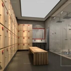 예금 캐비닛 내부 장면 3d 모델을 갖춘 실내 공용 욕실