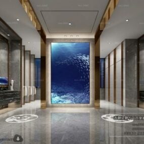 高級ホテルのトイレのインテリアシーン3Dモデル