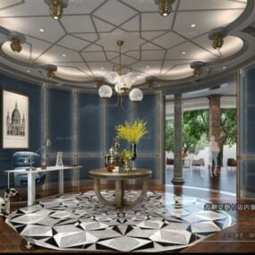 Villa Classic Reception Room Interior Scene 3d model