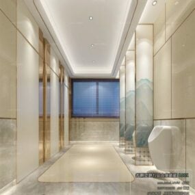 लक्जरी 5 सितारा होटल शौचालय कक्ष आंतरिक दृश्य 3डी मॉडल