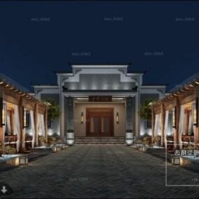 Luxury Outdoor Courtyard Interior Scene 3D-malli