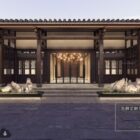חצר בסגנון סיני של פנים הבית