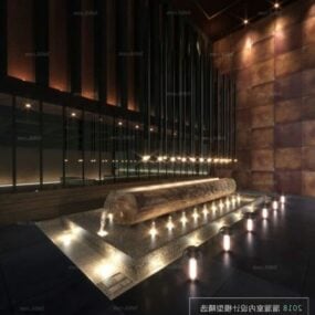 Modello 3d della scena interna del paesaggio decorativo della vetrina dell'interno di stile cinese
