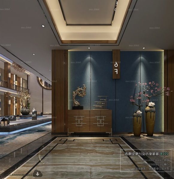 Salón del hotel con decoración Vestíbulo Diseño Escena interior