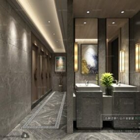 होटल शौचालय डिजाइन आंतरिक दृश्य 3डी मॉडल