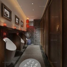 호텔 화장실 전형적인 스타일 인테리어 장면 3d 모델