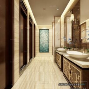 Escena interior de sala de baño de estilo chino modelo 3d