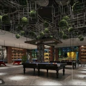 Billiard Shop Interior Scene 3d model