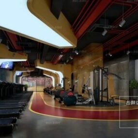 Modelo 3D da cena interior do estúdio de fitness