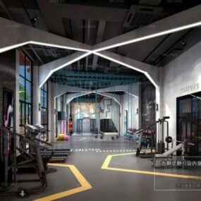 Escena interior de estudio de gimnasio de estilo industrial modelo 3d