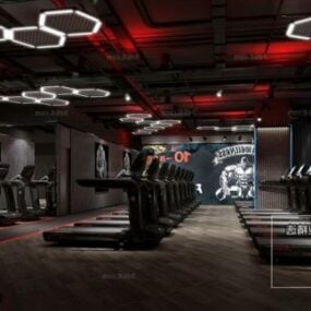 Modelo 3D da cena interior do clube de ginástica com design moderno