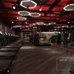 Industriell stil Fitnessrum interiör scen 3d-modell