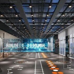 3D модель интерьера фитнес-зала промышленного дизайна