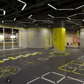 مدل سه بعدی صحنه داخلی مرکز بهداشت سبک صنعتی
