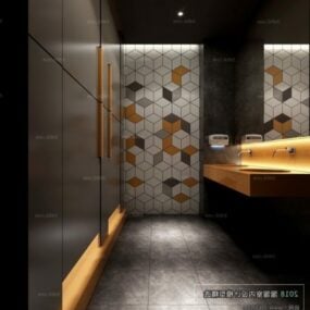 Teollisuustyylinen wc-huoneen sisätilojen 3d-malli