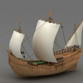 3д модель деревянного парусного корабля