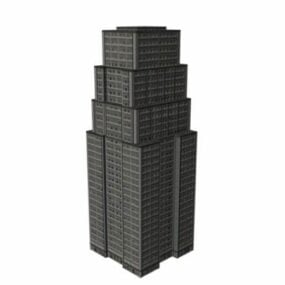Apartment Building Skyscraper In Night 3d model