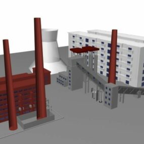 Modelo 3D do antigo edifício de fábrica rústica