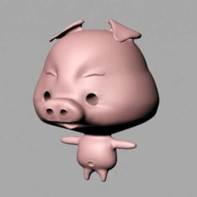 Modelo 3d de porco bonito dos desenhos animados
