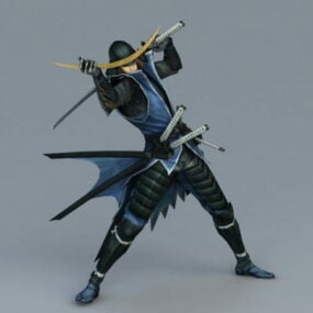 Modelo 3d do guerreiro samurai japonês