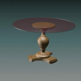 Round Glass Top Dining Table 3d model