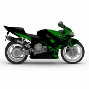 Model 3D zielonego motocykla sportowego