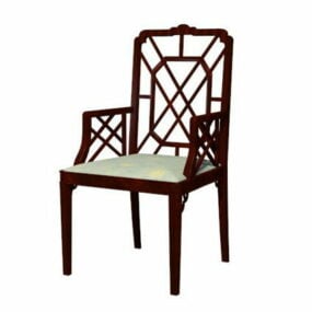 Antique Wood Accent Chair 3d model