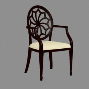 Antique Wooden Chair With Arms 3d model