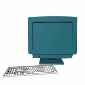 Crt Monitor And Keyboard 3d model