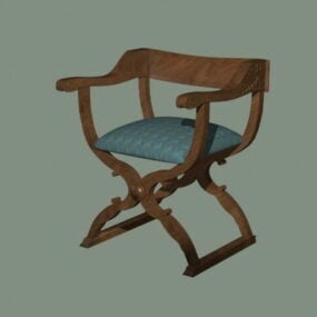 صندلی چوبی آنتیک مدل سه بعدی