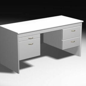 3D model bílého kancelářského stolu