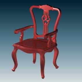 Chaise antique en bois avec accoudoirs modèle 3D