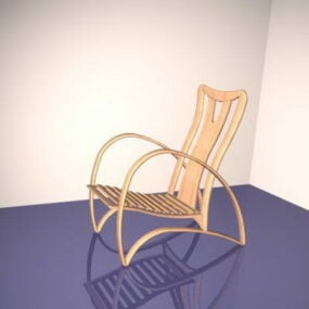 صندلی تکیه دار چوبی مدل سه بعدی