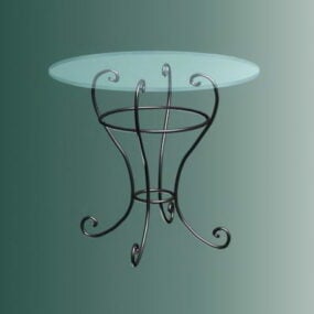 Round Glass Top Dining Table 3d model
