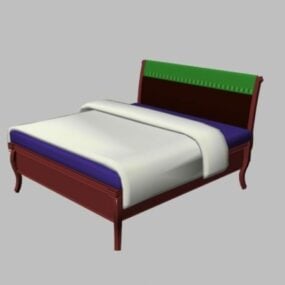 Rustykalne drewniane łóżko Model 3D