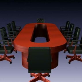 Conference Room Table And Chairs 3d model