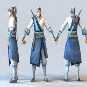 Kinesisk Swordsman Character 3d-modell
