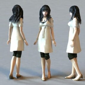 美丽的亚洲女孩性格3d模型