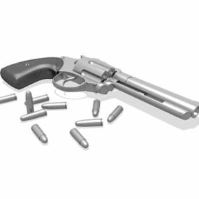 Gun Revolver And Bullets 3d model