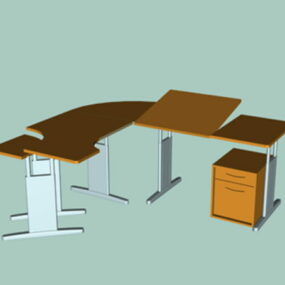 3д модель офисного стола и рабочей станции