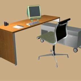 オフィスデスクワークステーション3Dモデル