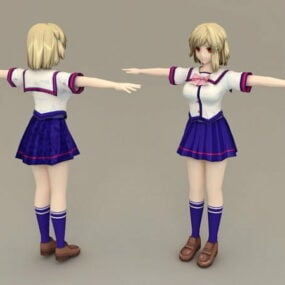 Cute Anime Schoolgirl 3d model