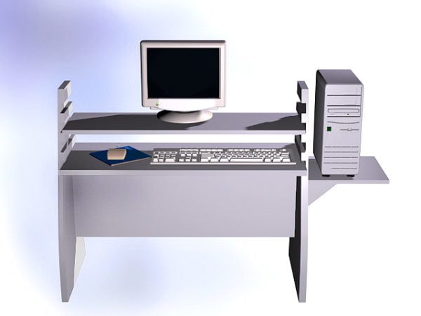 Office Computer Desk Free 3d Model Dxf Max Vray